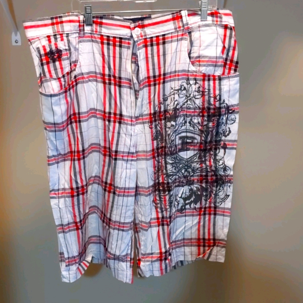 Phat Farm Plaid Lightweight Casual Shorts